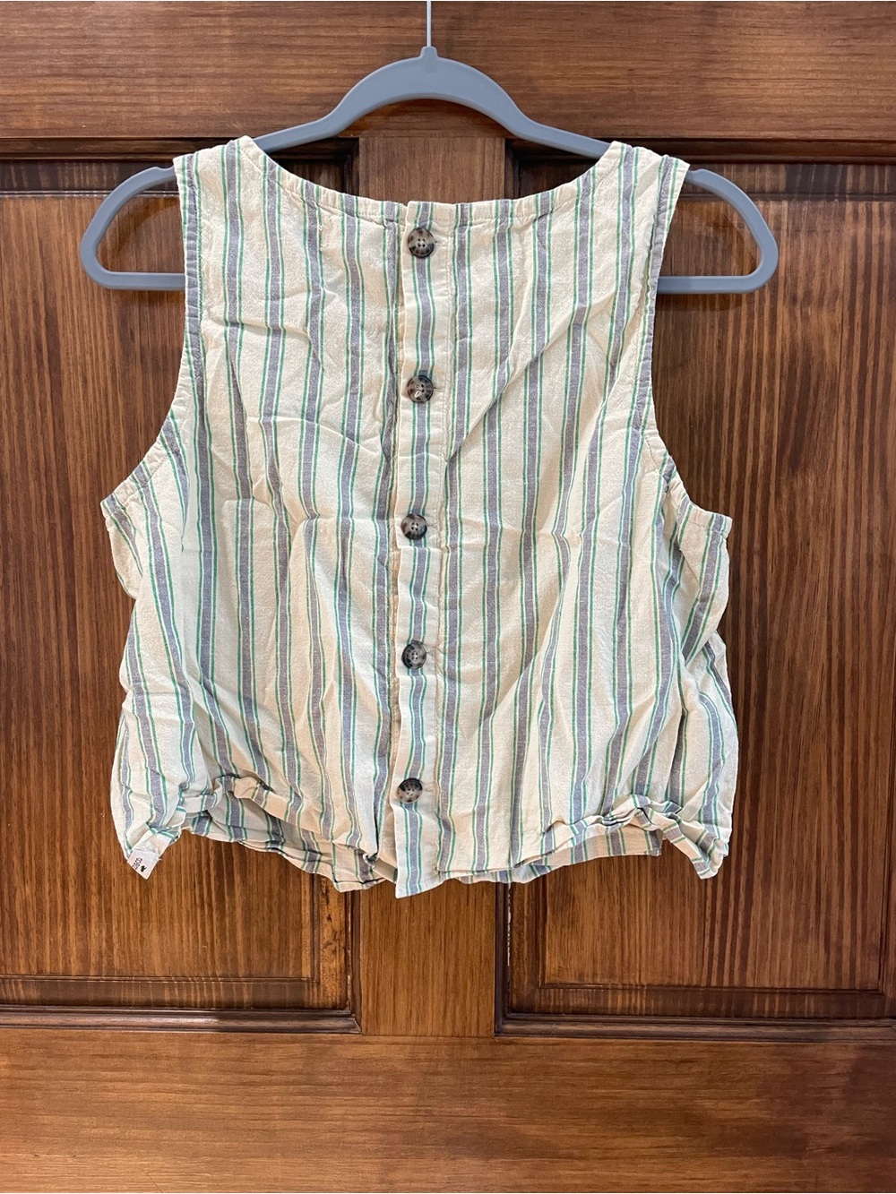 Toad&Co Striped Button-Back Sleeveless Camisole - Cream & Green - Picture 4 of 5